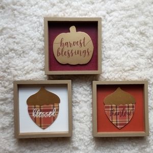 Trio of Fall Wall Art - thankful, blessing, harves